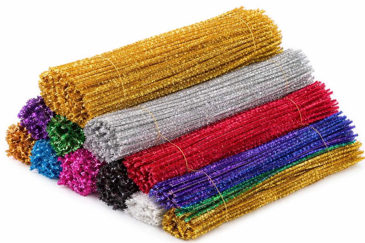Chenille Sparkle Stems 12" Assorted Colors – Glitter Pipe Cleaners for Crafts, Classrooms & DIY Projects